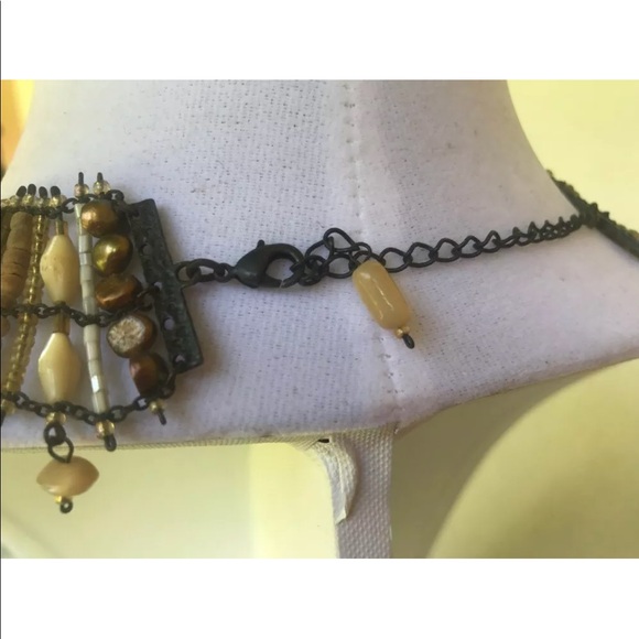 BEADED NECKLACE EARTH TONES NECKLACE‎ WIDE BAND - Picture 7 of 8